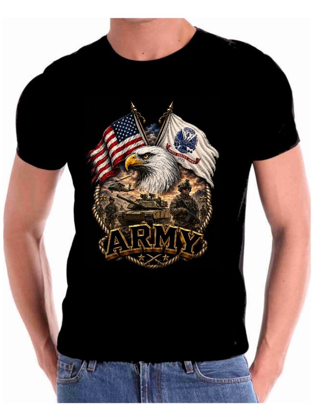 Army T shirt Military Service Soldier 100% all Coton Gildan T shirt